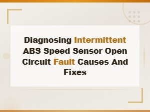 Intermittent Abs Speed Sensor Open Circuit: